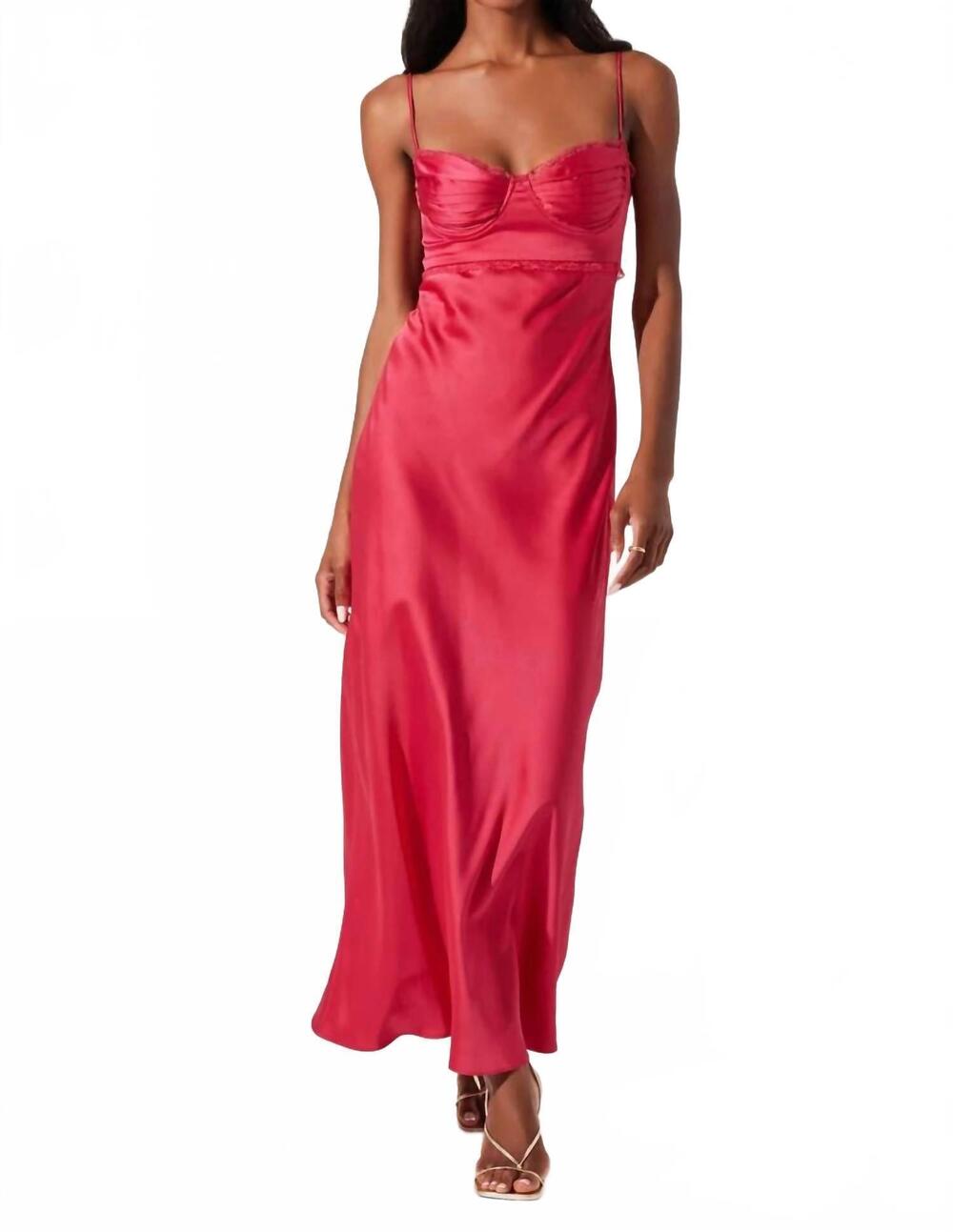 NEW ASTR florianne satin maxi dress in berry